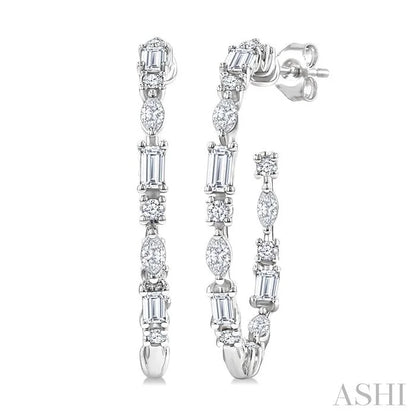 Mixed Shape Diamond Fashion Hoop Earrings