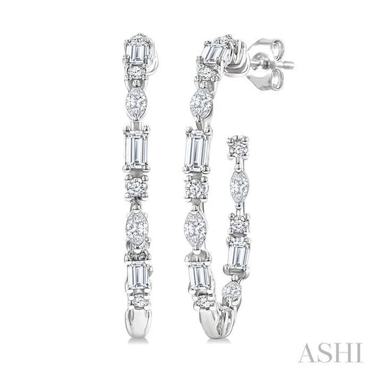 Mixed Shape Diamond Fashion Hoop Earrings