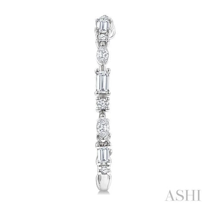 Mixed Shape Diamond Fashion Hoop Earrings