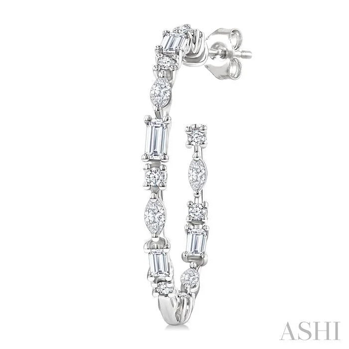 Mixed Shape Diamond Fashion Hoop Earrings