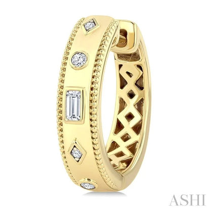 Mixed Shape Bezel Set Diamond Huggie Earrings