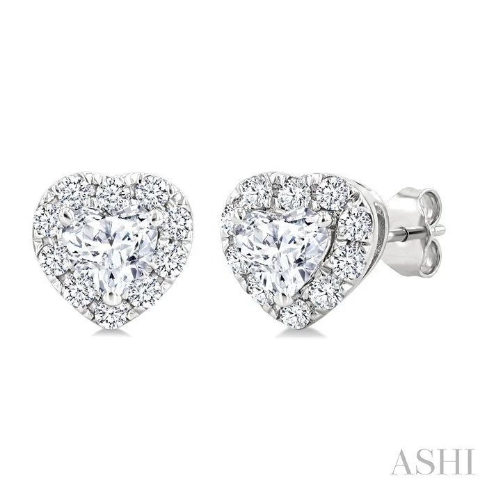 Heart Shape Halo Diamond Fashion Earrings