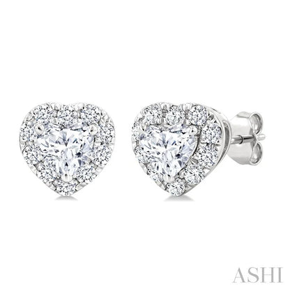 Heart Shape Halo Diamond Fashion Earrings