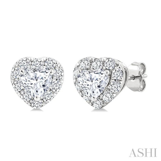 Heart Shape Halo Diamond Fashion Earrings