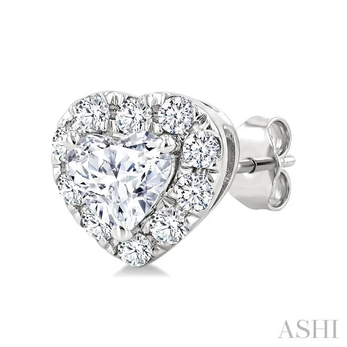 Heart Shape Halo Diamond Fashion Earrings