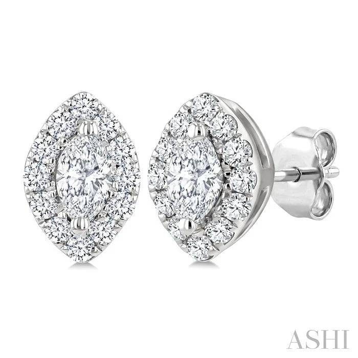 Marquise Shape Halo Diamond Fashion Earrings