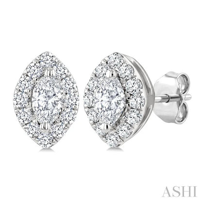 Marquise Shape Halo Diamond Fashion Earrings