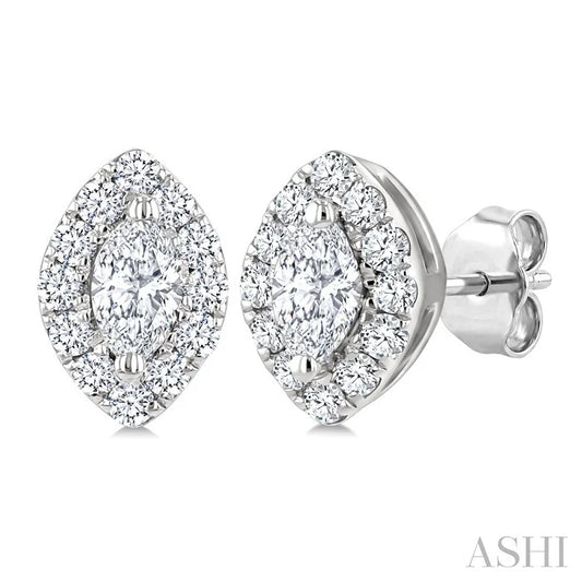 Marquise Shape Halo Diamond Fashion Earrings