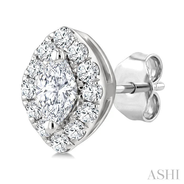 Marquise Shape Halo Diamond Fashion Earrings