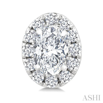 Oval Shape Halo Diamond Fashion Earrings