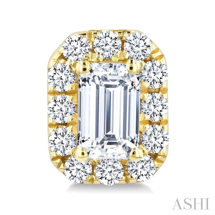 Emerald Shape Halo Diamond Fashion Earrings