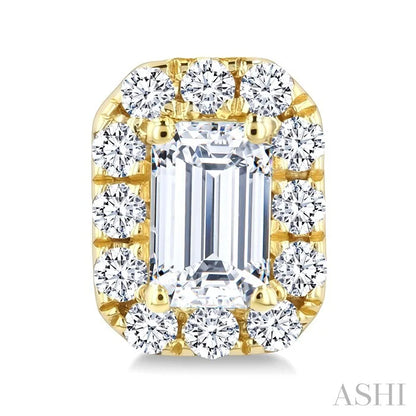 Emerald Shape Halo Diamond Fashion Earrings