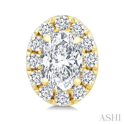 Oval Shape Halo Diamond Fashion Earrings