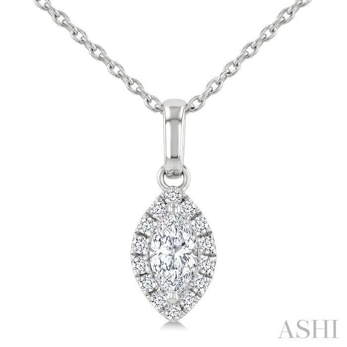 Marquise Shape Halo Diamond Fashion Pendant