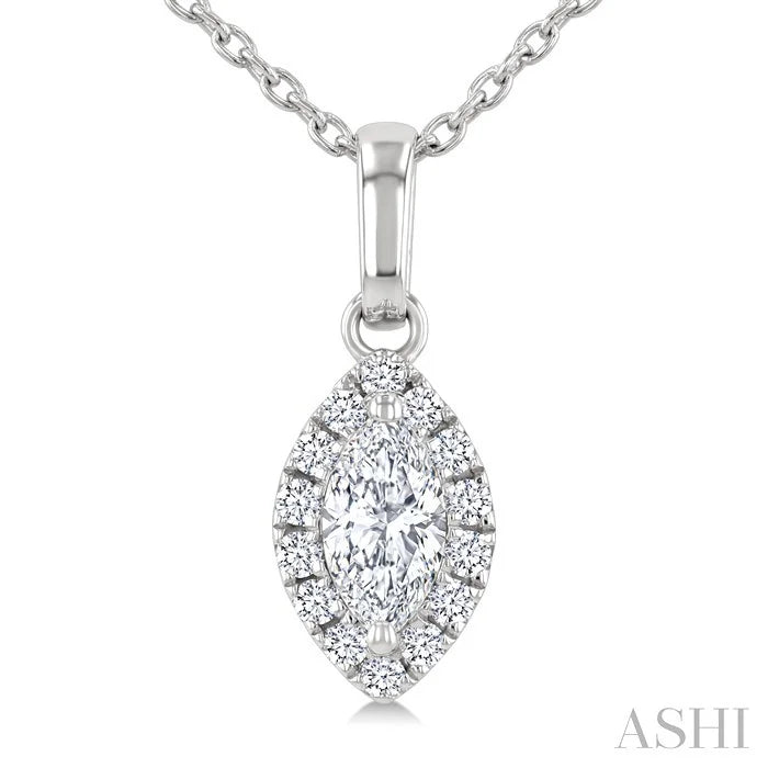 Marquise Shape Halo Diamond Fashion Pendant