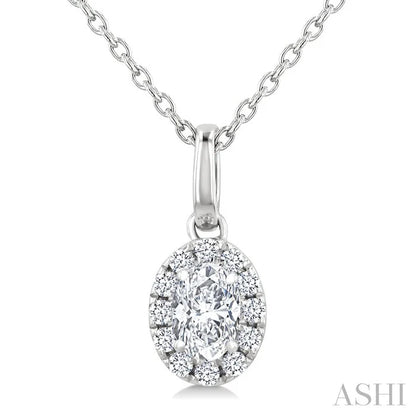 Oval Shape Halo Diamond Fashion Pendant