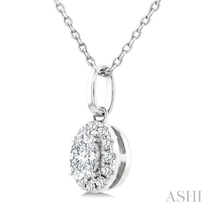 Oval Shape Halo Diamond Fashion Pendant