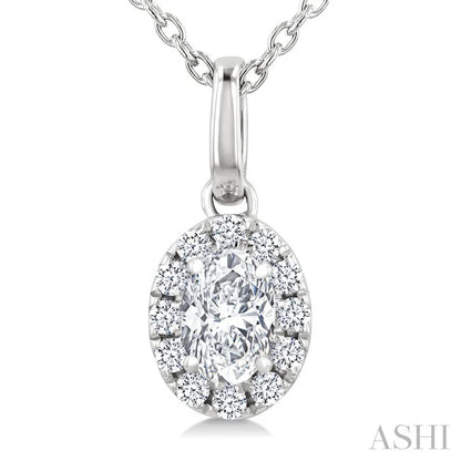 Oval Shape Halo Diamond Fashion Pendant