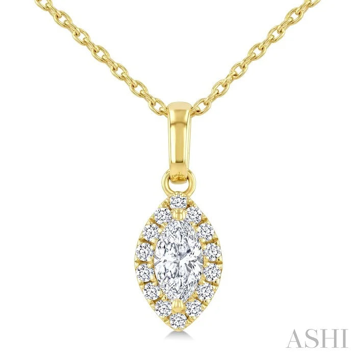 Marquise Shape Halo Diamond Fashion Pendant