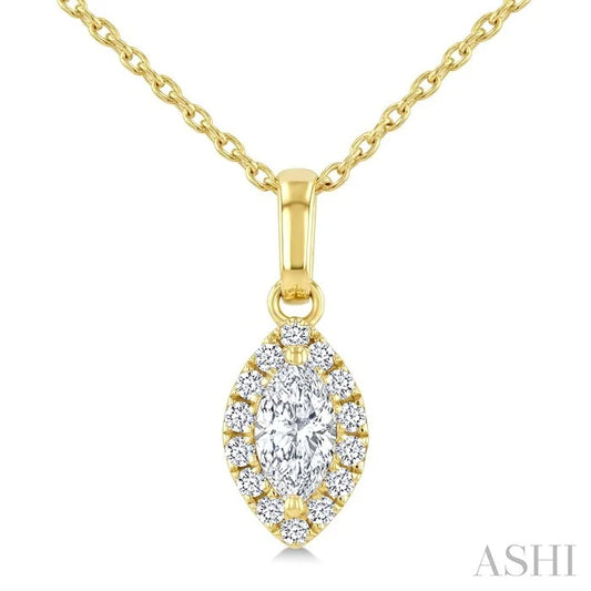 Marquise Shape Halo Diamond Fashion Pendant
