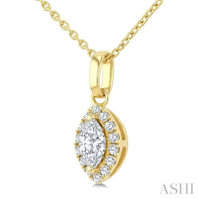 Marquise Shape Halo Diamond Fashion Pendant