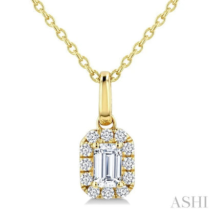 Emerald Shape Halo Diamond Fashion Pendant