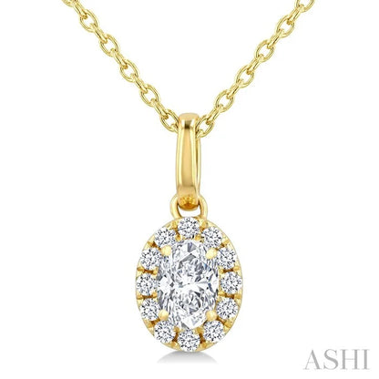 Oval Shape Halo Diamond Fashion Pendant