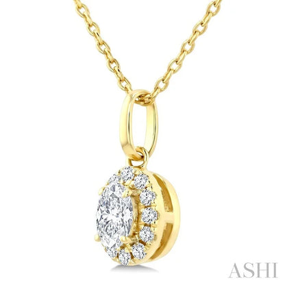 Oval Shape Halo Diamond Fashion Pendant