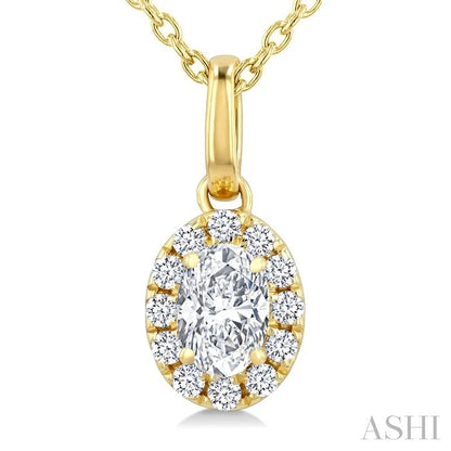 Oval Shape Halo Diamond Fashion Pendant