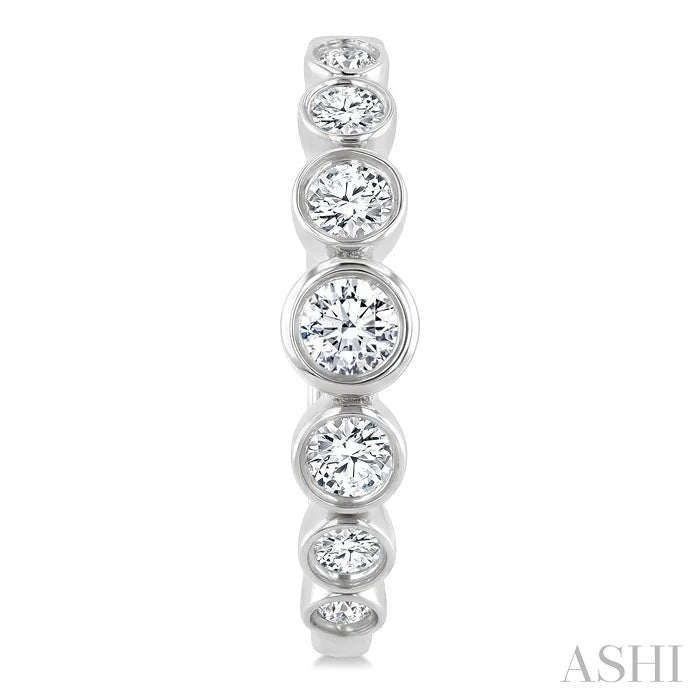 Graduated Bezel Set Diamond Fashion Hoop Earrings