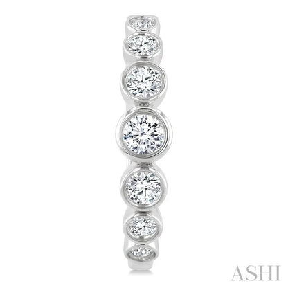 Graduated Bezel Set Diamond Fashion Hoop Earrings