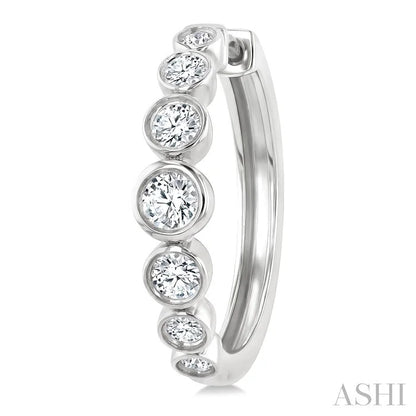 Graduated Bezel Set Diamond Fashion Hoop Earrings