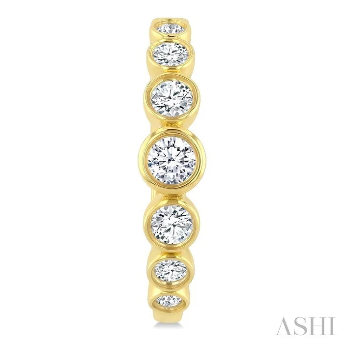 Graduated Bezel Set Diamond Fashion Hoop Earrings