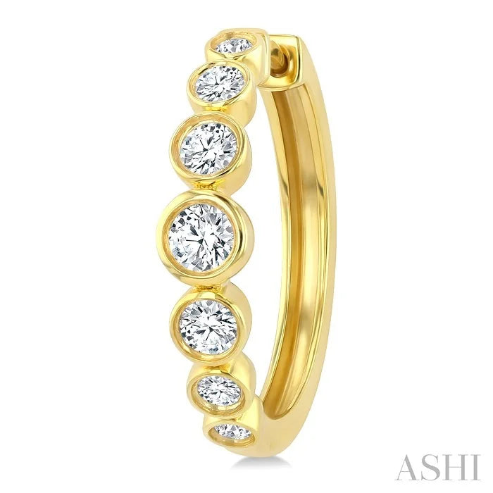 Graduated Bezel Set Diamond Fashion Hoop Earrings