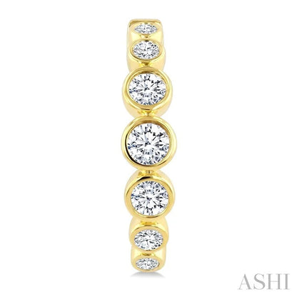 Graduated Bezel Set Diamond Fashion Hoop Earrings