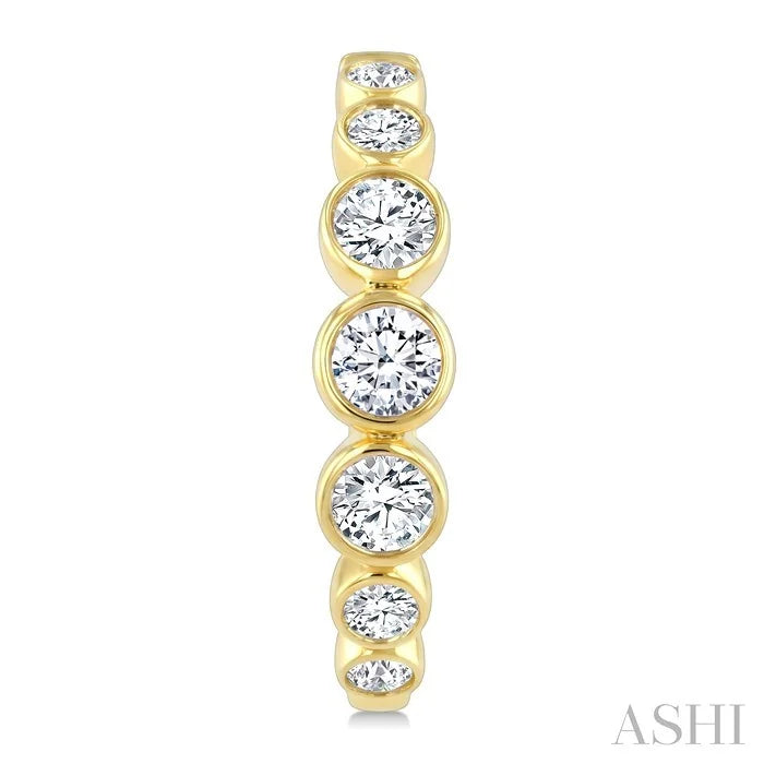 Graduated Bezel Set Diamond Fashion Hoop Earrings