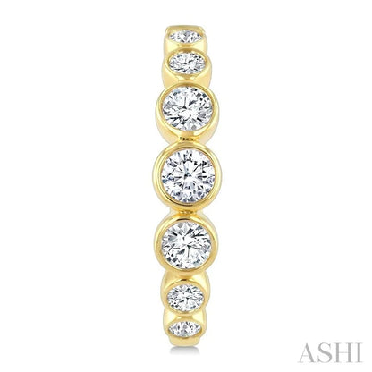 Graduated Bezel Set Diamond Fashion Hoop Earrings