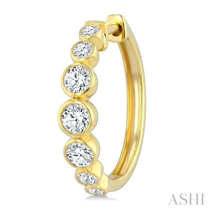 Graduated Bezel Set Diamond Fashion Hoop Earrings