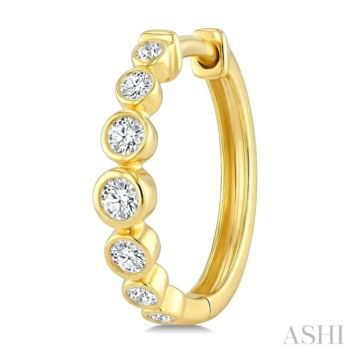 Graduated Bezel Set Diamond Fashion Hoop Earrings