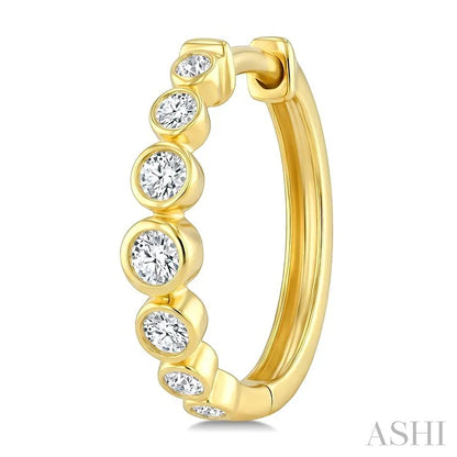 Graduated Bezel Set Diamond Fashion Hoop Earrings