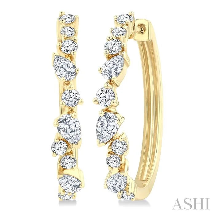 Mixed Shape Scatter Diamond Fashion Hoop Earrings