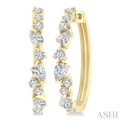 Mixed Shape Scatter Diamond Fashion Hoop Earrings