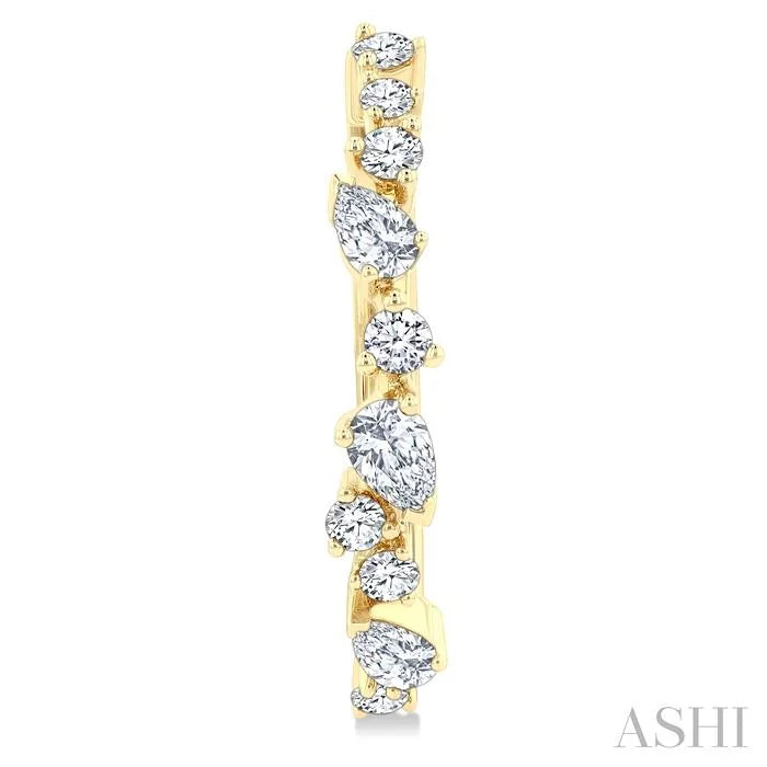 Mixed Shape Scatter Diamond Fashion Hoop Earrings