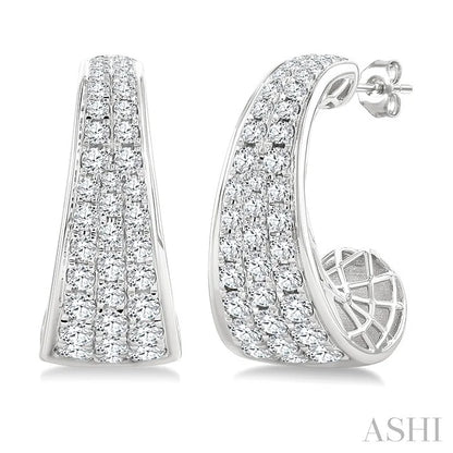 Pave Set Diamond Fashion Half Hoop Earrings