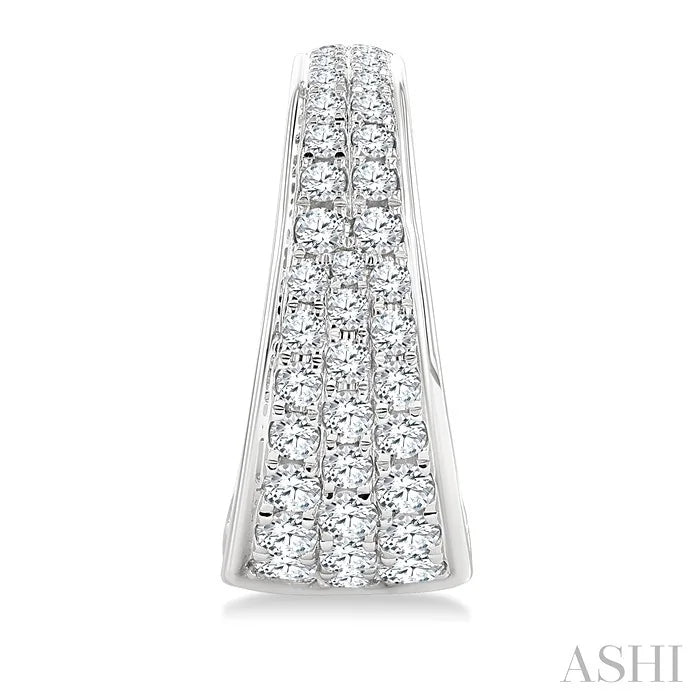 Pave Set Diamond Fashion Half Hoop Earrings