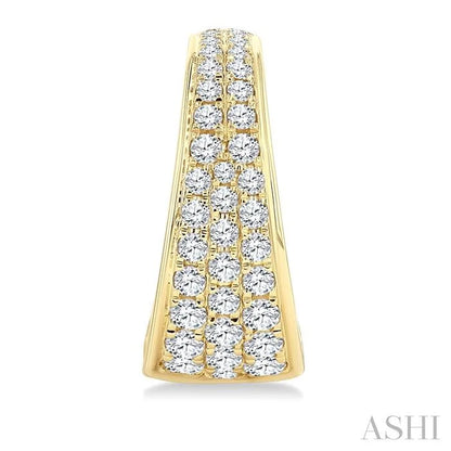 Pave Set Diamond Fashion Half Hoop Earrings