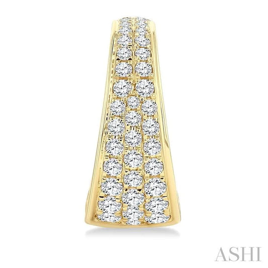 Pave Set Diamond Fashion Half Hoop Earrings