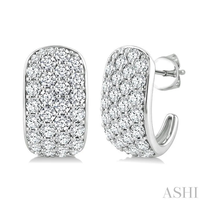 4 Row Diamond Fashion Pave Half Hoop Earrings