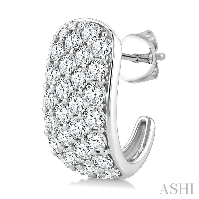 4 Row Diamond Fashion Pave Half Hoop Earrings