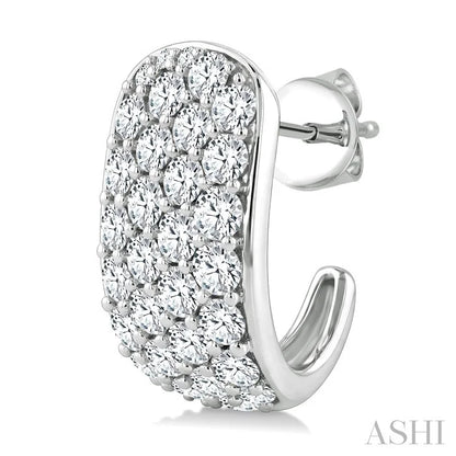 4 Row Diamond Fashion Pave Half Hoop Earrings